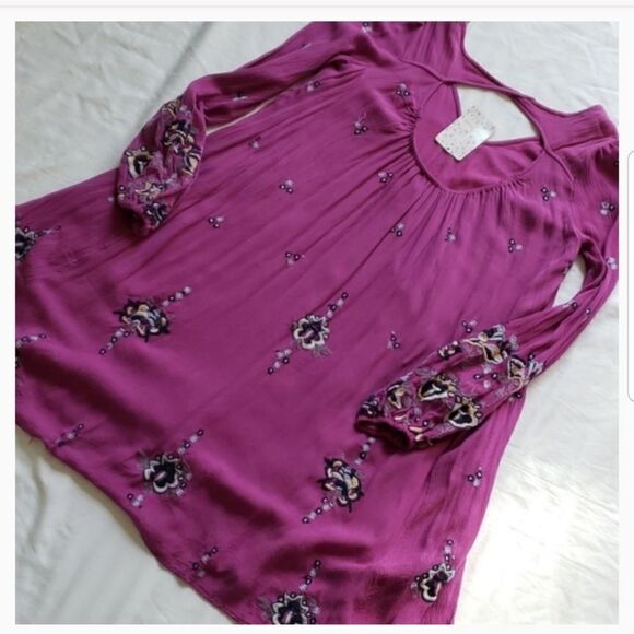 Free People Embroidered Long Sleeve Tunic Dress - Picture 5 of 7